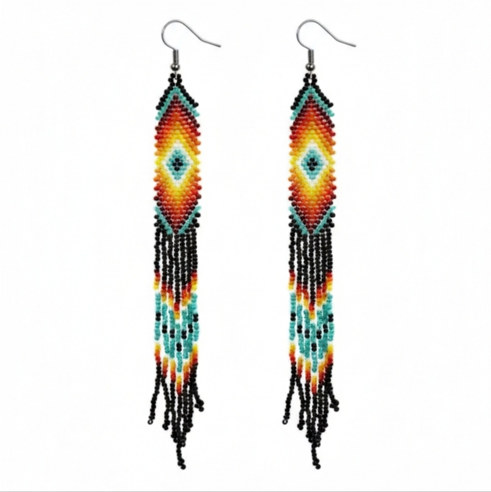 🆕️ Long Handcrafted Colorful Beaded Dangle Earrings